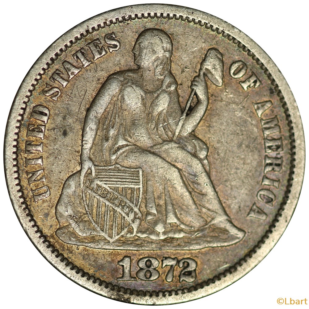One Dime 1872 Seated Liberty monnaies monde etats unis one dime 1872 seated liberty