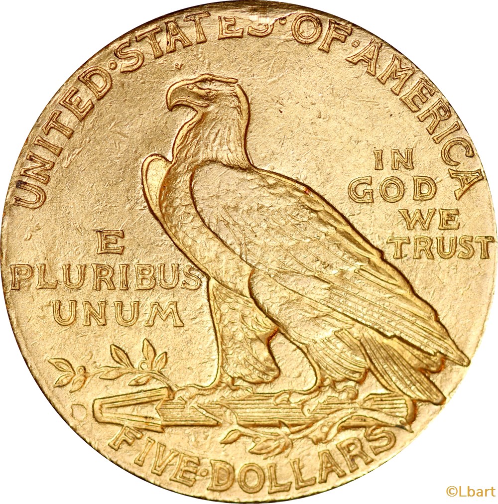5 Dollar Indien 1915 D (OR20F-018/A1) 2 monnaies monde etats unis 5 dollar indien 1915 d or20f 018 a1