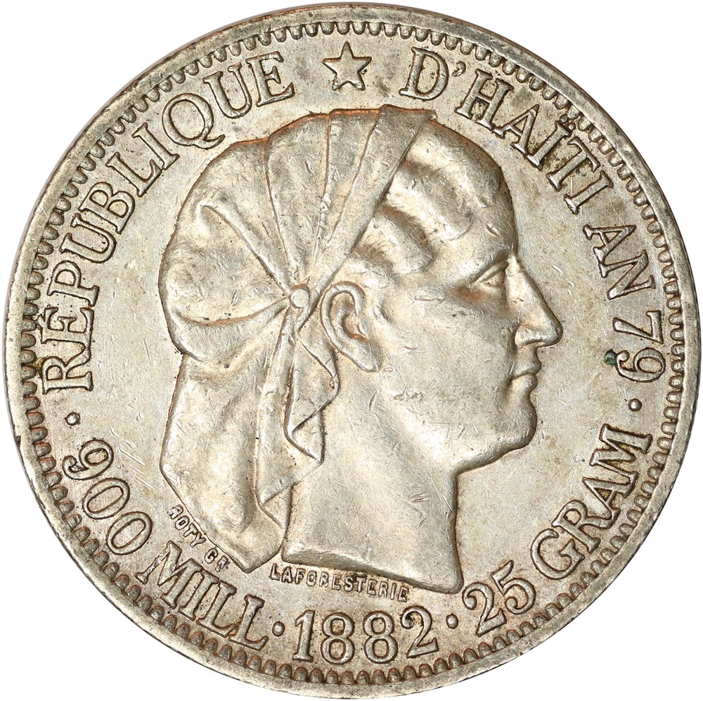 HAÏTI 1 Gourde “Liberté créole” de Roty 1882 Paris monnaies monde haiti 1 gourde liberte creole de roty 1882 paris
