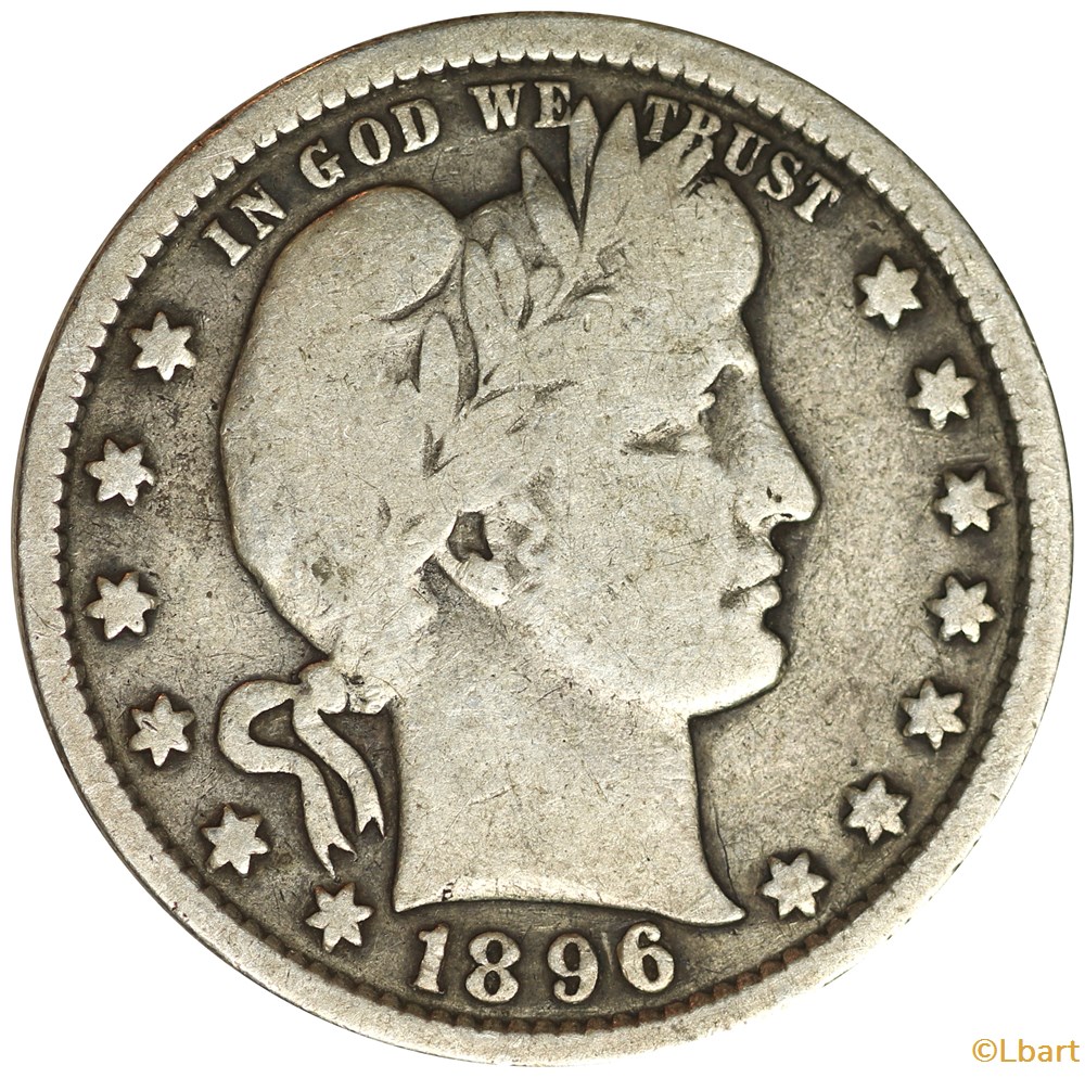 Quarter dollar Barber 1896 monnaies monde etats unis quarter dollar barber 1896