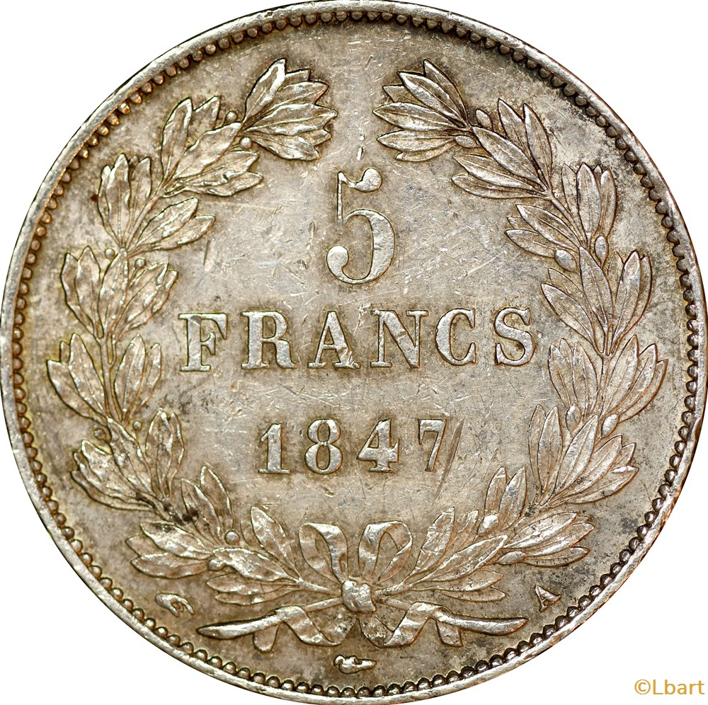 5 FRANCS Louis Philippe 1847 A (AR5F-0004-C) monnaies monde france 5 francs louis philippe 1847 a ar5f 0004 c