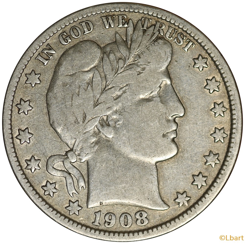 Half dollar Barber 1908 D monnaies monde etats unis half dollar barber 1908 d