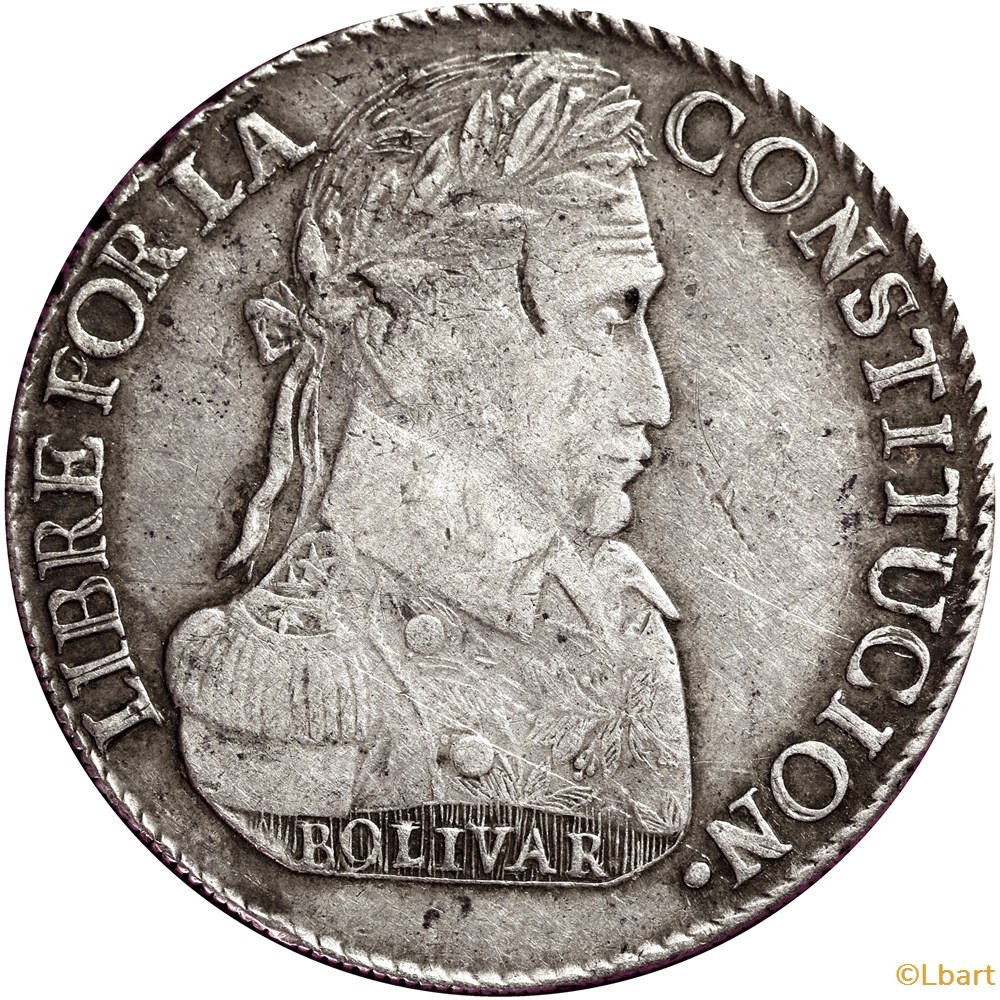 monnaies monde 8 sols 1836 bolivie republique bolivar ar5f 0038