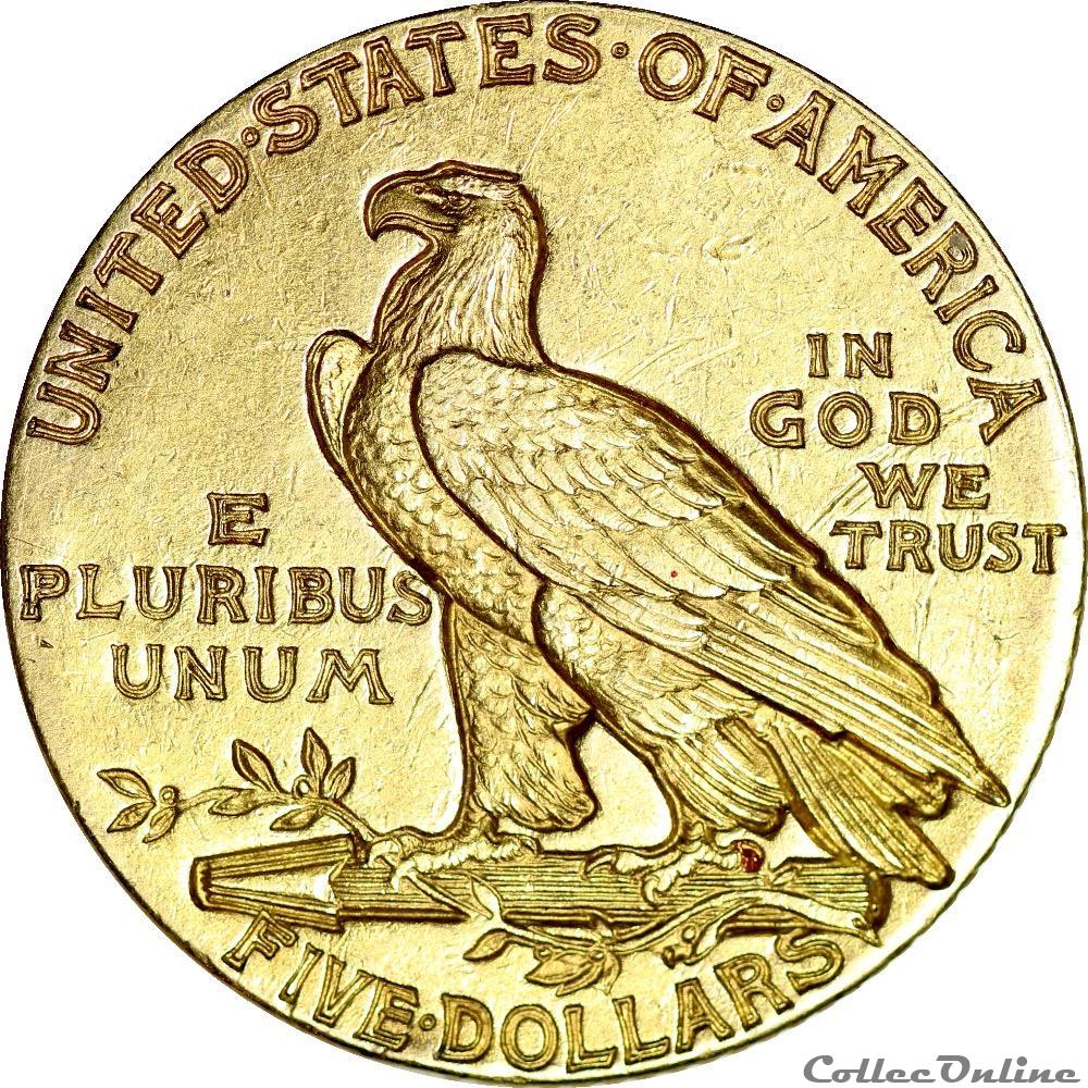 5 Dollar Indien 1911 (OR20F-018) 3 monnaies monde etats unis 5 dollar indien 1911 or20f 018