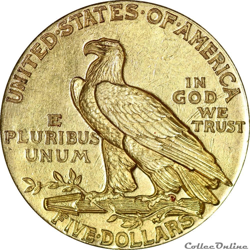 5 Dollar Indien 1911 (OR20F-018) 5 monnaies monde etats unis 5 dollar indien 1911 or20f 018