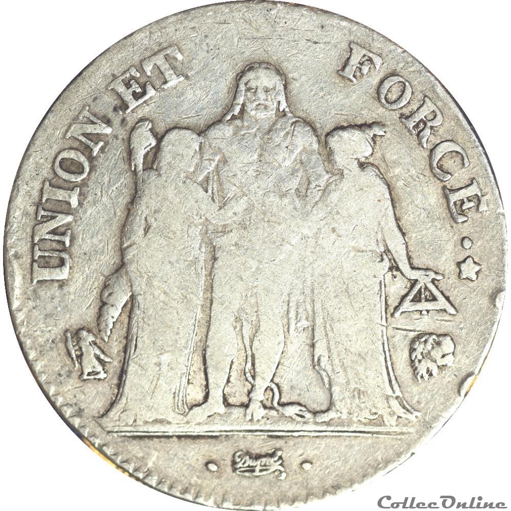 5 francs Union et Force L' AN7 - Bayonne - AR5F-0023 monnaies monde france 5 francs union et force an7 bayonne ar5f 0023