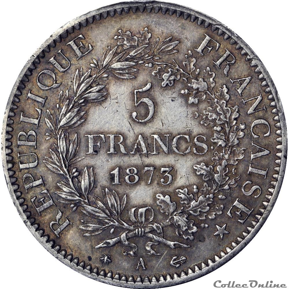 5 FRANCS HERCULE 1873 A _ AR5F-0002 monnaie france moderne 5 francs hercule 1873 a ar5f 0002