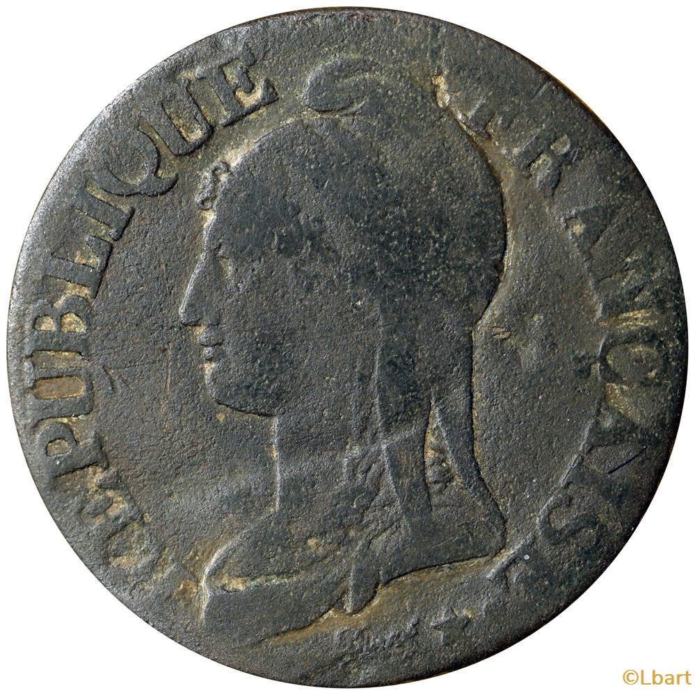 monnaies monde france cinq centimes dupre grand module incuse du droit