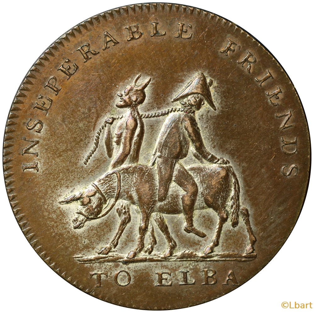 Satirique Napoleon premier Ile d'elbe DIV-014 3 monnaies monde royaume uni satirique napoleon premier ile elbe div 014