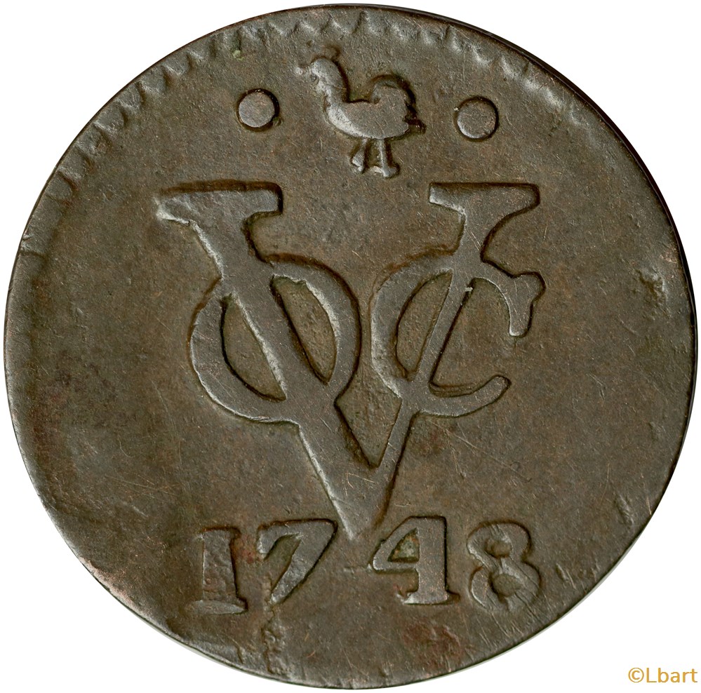 monnaies monde pays bas duit voc 1748 faute div 019