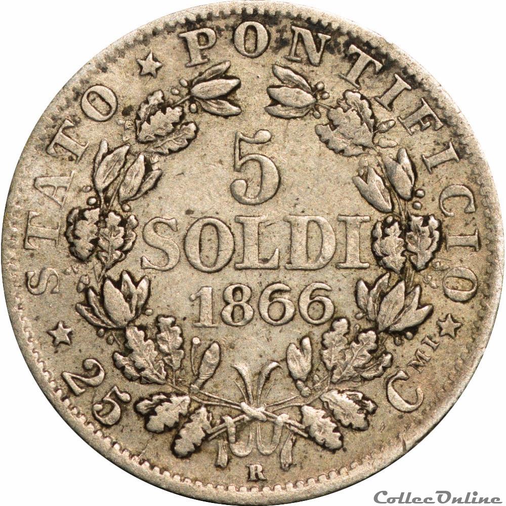 Vatican -5 Soldi 1866 - XXI - "G312" monnaie monde vatican 5 soldi 1866 xxi g312
