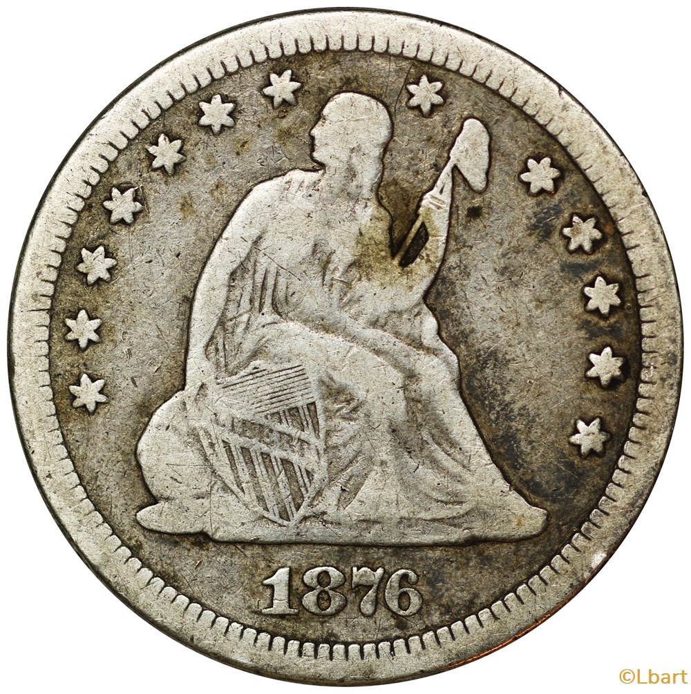 Quarter dollar 1876 CC monnaies monde etats unis quarter dollar 1876 cc