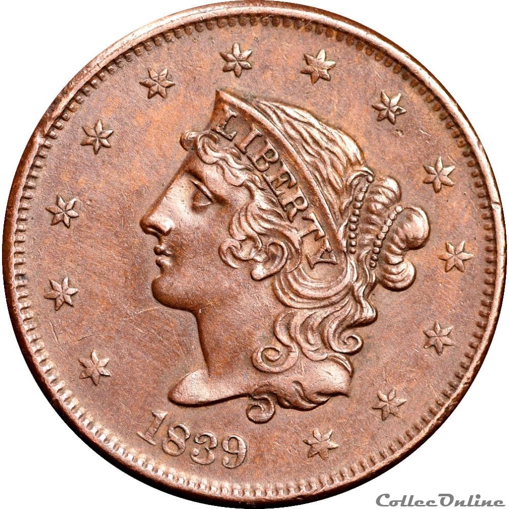 ONE CENT Variante rare 1839 monnaies monde etats unis one cent variante rare 1839