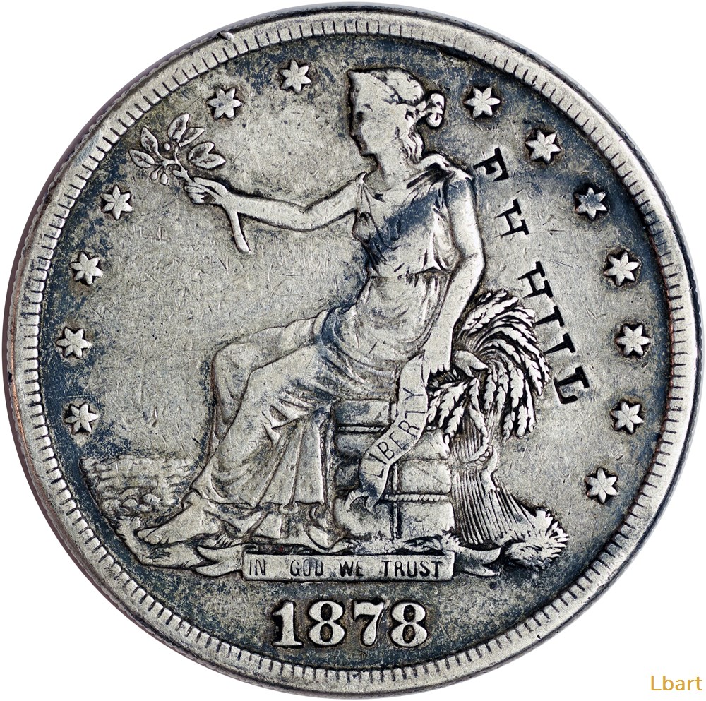Trade Dollar 1878 S-1 2 monnaies monde etats unis trade dollar 1878 s 1