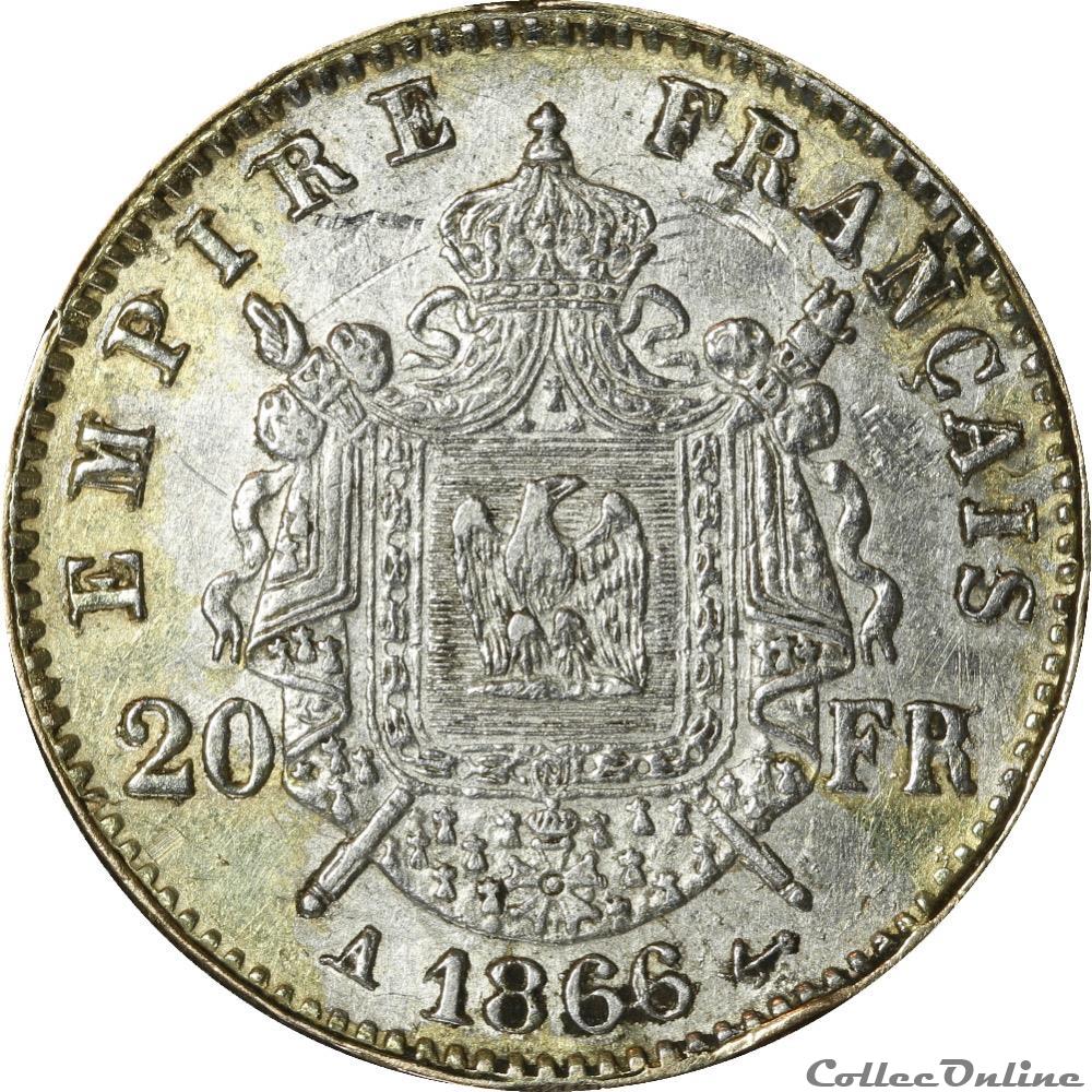 20 francs 1866 A (Platine) monnaies monde france 20 francs 1866 a platine