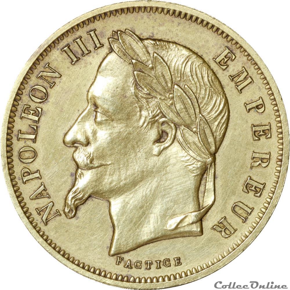 50 francs Napoléon III 1862 - FACTICE "Le Tricheur” OR20F-026 2 monnaies monde france 50 francs napoleon iii 1862 factice le tricheur or20f 026