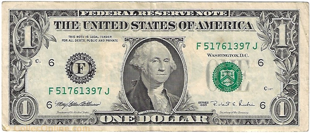 1 USD - 1995 - F billet amerique du nord etat uni 1 usd 1995 f
