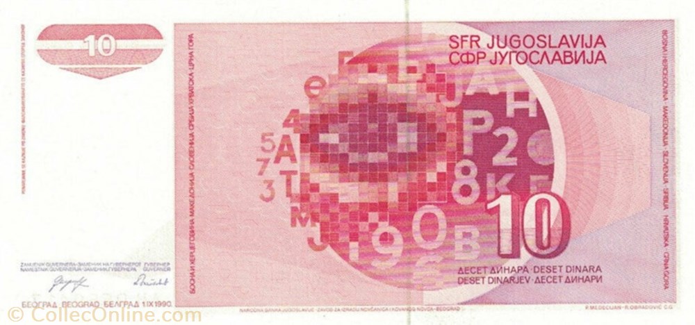 billet europe yougoslavie 10 dinara 1990