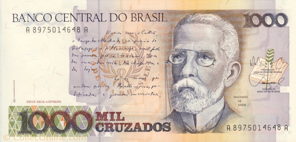 billet amerique du sud 1000 cruzeiros 1988 pick 213b bresil