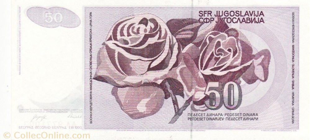 billet europe yougoslavie 50 dinara 1990