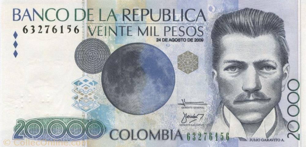 billet amerique du sud 20 000 pesos 2009 pick 454u colombie