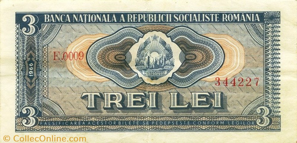 3 lei 1966 Pick 92a Roumanie / 5-85 billets europe 3 lei 1966 pick 92a roumanie 5 85