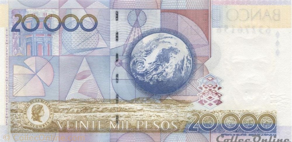 billet amerique du sud 20 000 pesos 2009 pick 454u colombie