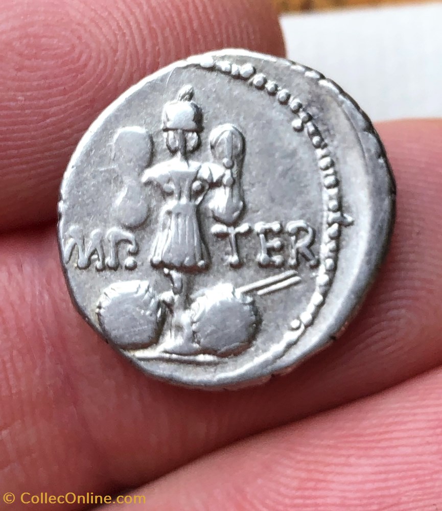 Marcus Antonius AR Denarius, trophy with two shields 5 coins antique b roman republicain imperial marcus antonius ar denarius trophy with two shields