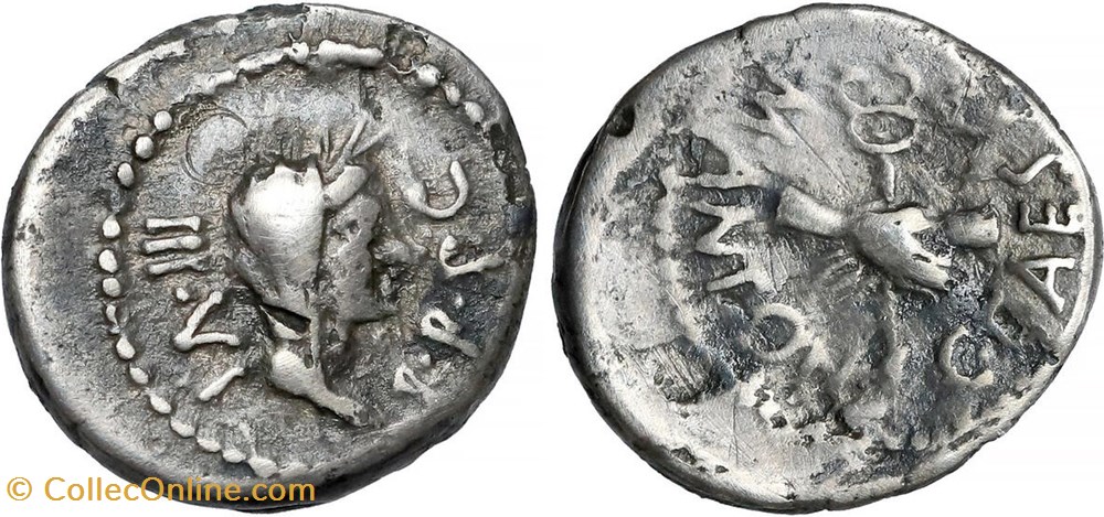 Marcus Antonius and Octavian - ugly Duckling: a Gaul mint Quinarius coins antique b roman republican imperial marcus antonius and octavian ugly duckling a gaul mint quinarius