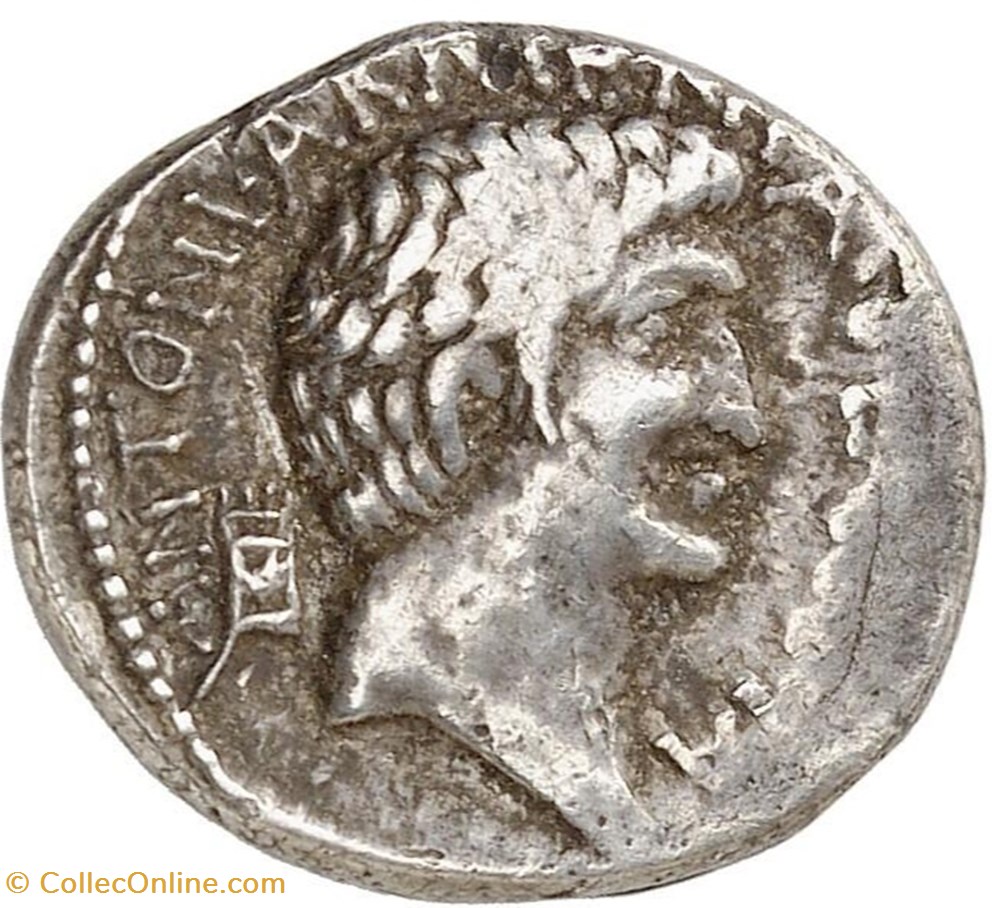 Marcus Antonius and Cleopatra AR Denarius, Victory over