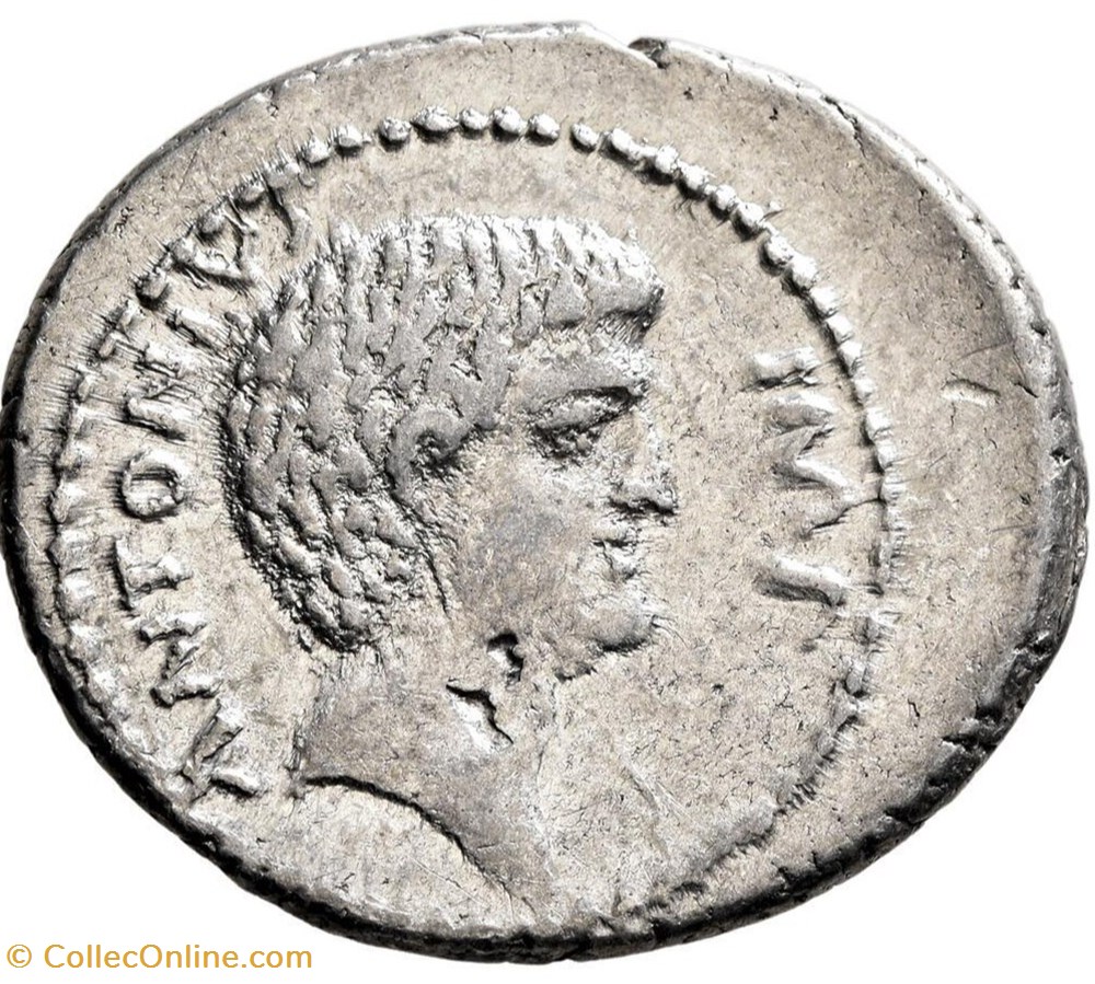 Marcus Antonius with Octavian AR Denarius coins ancient romans imperial and republican marcus antonius with octavian ar denarius