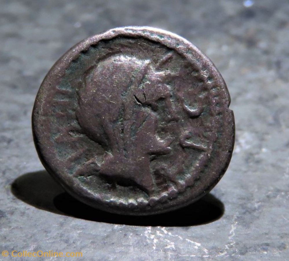 Marcus Antonius and Octavian - Incusum / Brockage Quinarius coins antique roman republican imperial marcus antonius and octavian incusum brockage quinarius