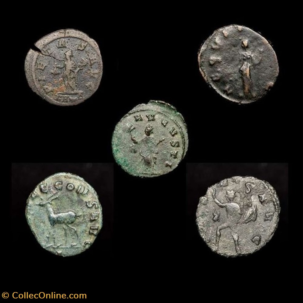 5 Ae Coins Gallienus 2 Claudius Ii Gothicus Aequitas Pax