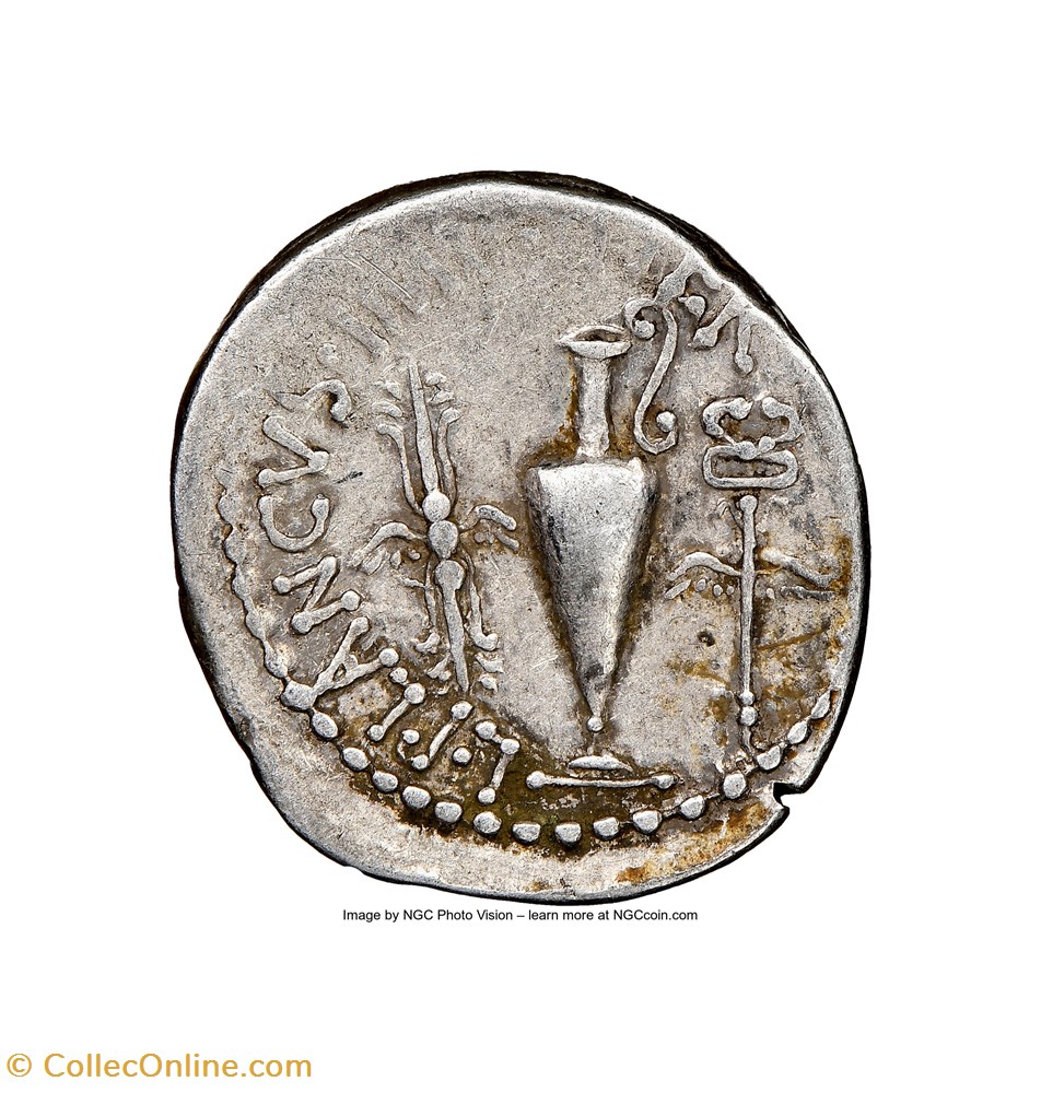 Marcus Antonius and Lucius Munatius Plancus AR Denarius, IMP • ITER 5 coins ancient romans imperial republican marcus antonius and lucius munatius plancus ar denarius imp iter