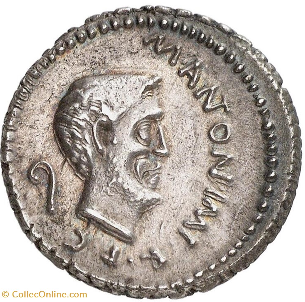 Marcus Antonius and Iulius Caesar AR Denarius, Cisalpine Gaul coins ancient romans imperial republican marcus antonius and iulius caesar ar denarius cisalpine gaul