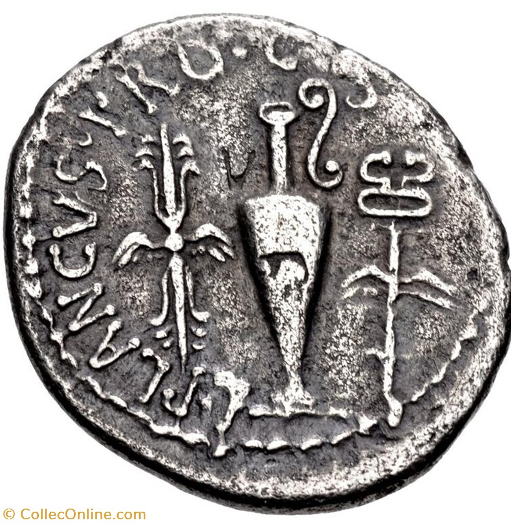 Marcus Antonius and Lucius Munatius Plancus AR Denarius, PRO • COS coins ancient romans imperial republican marcus antonius and lucius munatius plancus ar denarius pro cos