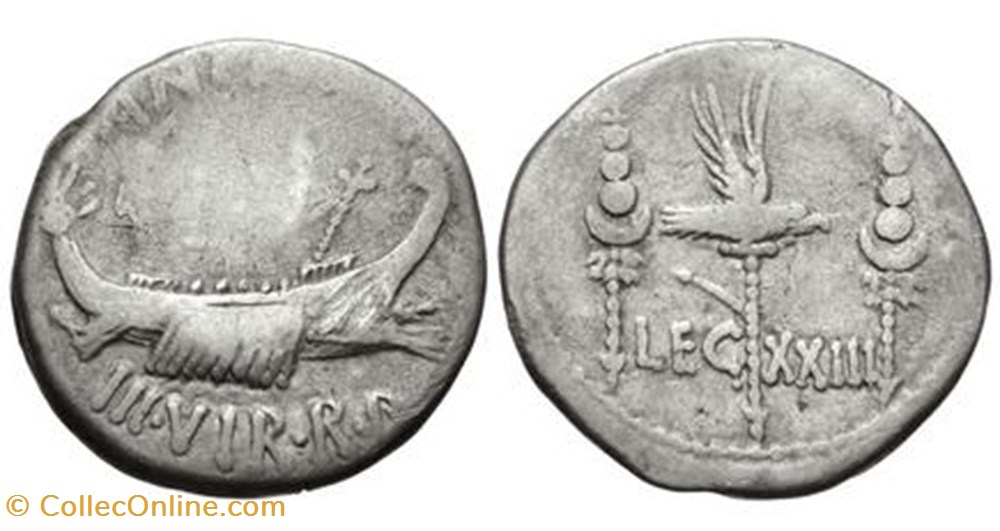 Marcus Antonius AR Denarius, Legio XXIII coins ancient romans imperial and republican marcus antonius ar denarius legio xxiii