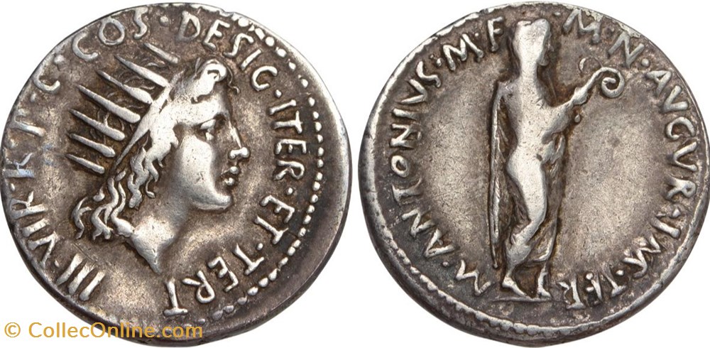 Marcus Antonius AR Denarius, togate and veiled (Sol series) coins antique b roman republicain imperial marcus antonius ar denarius togate and veiled sol series