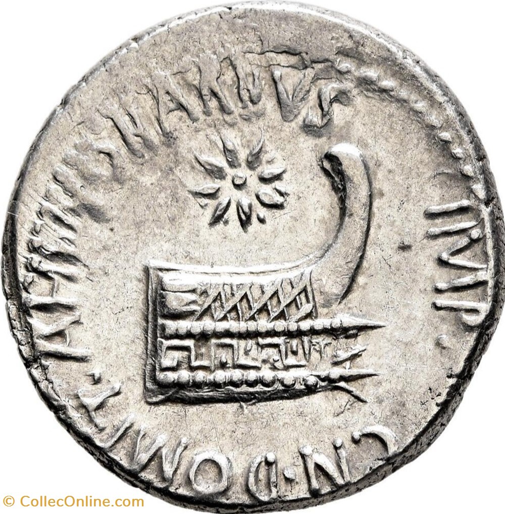 Marcus Antonius with Cn. Domitius Ahenobarbus AR Denarius coins ancient romans imperial and republican marcus antonius with cn domitius ahenobarbus ar denarius