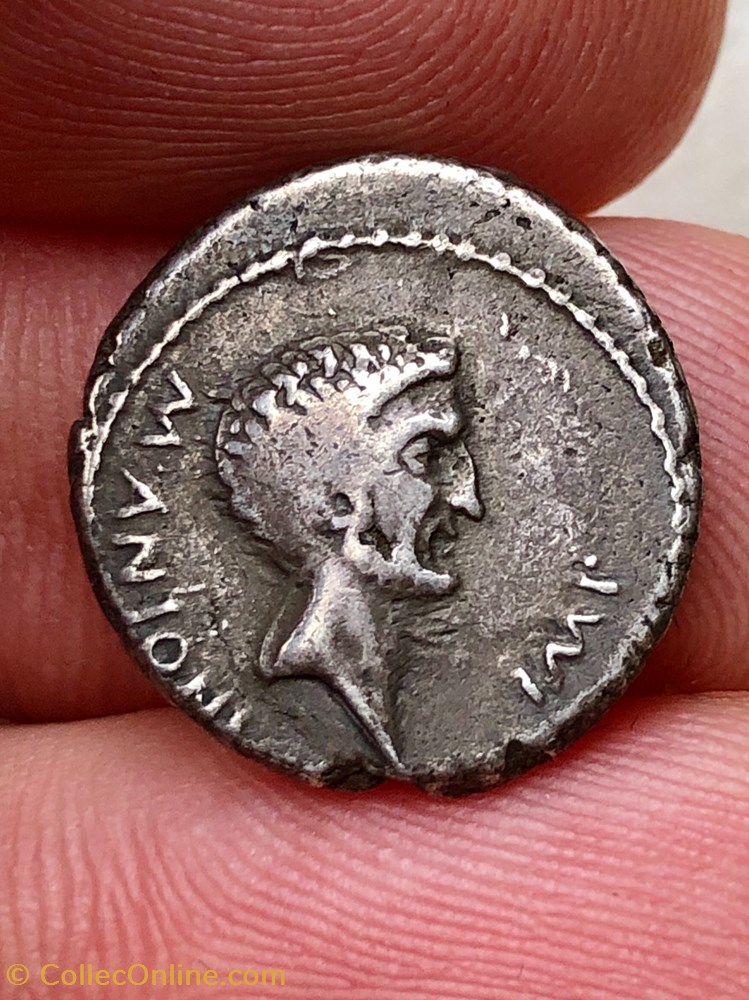 Marcus Antonius AR Denarius, Temple with head of Sol - Coins - Ancient