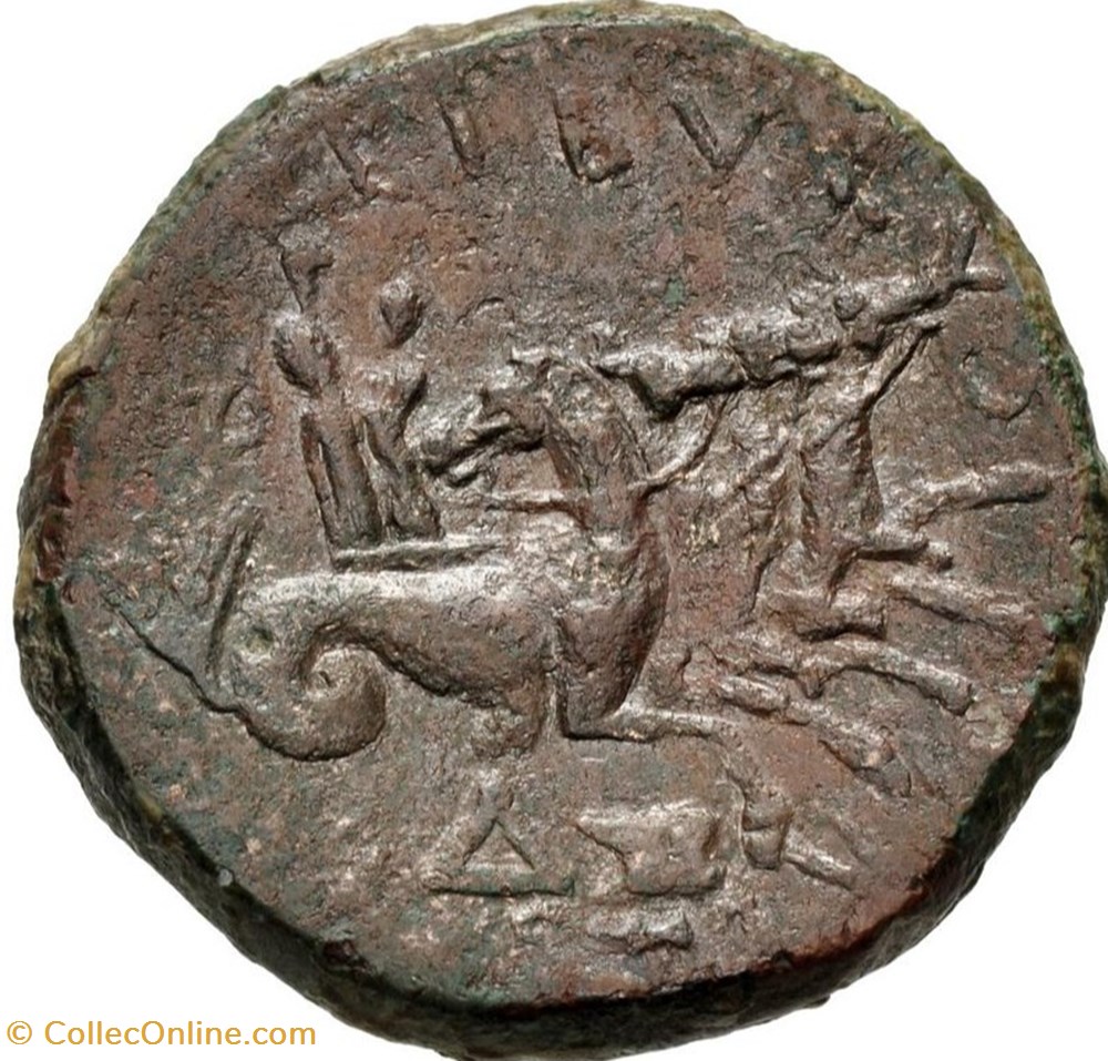 Marcus Antonius ACHAEA Æ 33 Sestertius (Δ), Fleet coinage 2 coins ancient romans imperial and republican marcus antonius achaea 33 sestertius fleet coinage