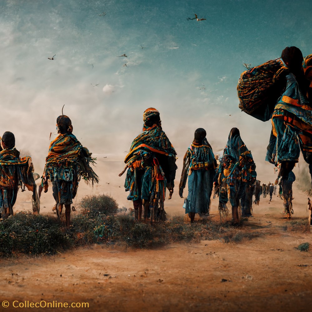 Arrival of african tribes in Egypt 5000 BC art antiquites peintures dessins laurentg arrival of african armed tribes in north africa to con 80b16778 31db 46e7 add0 2dfea26b7c68