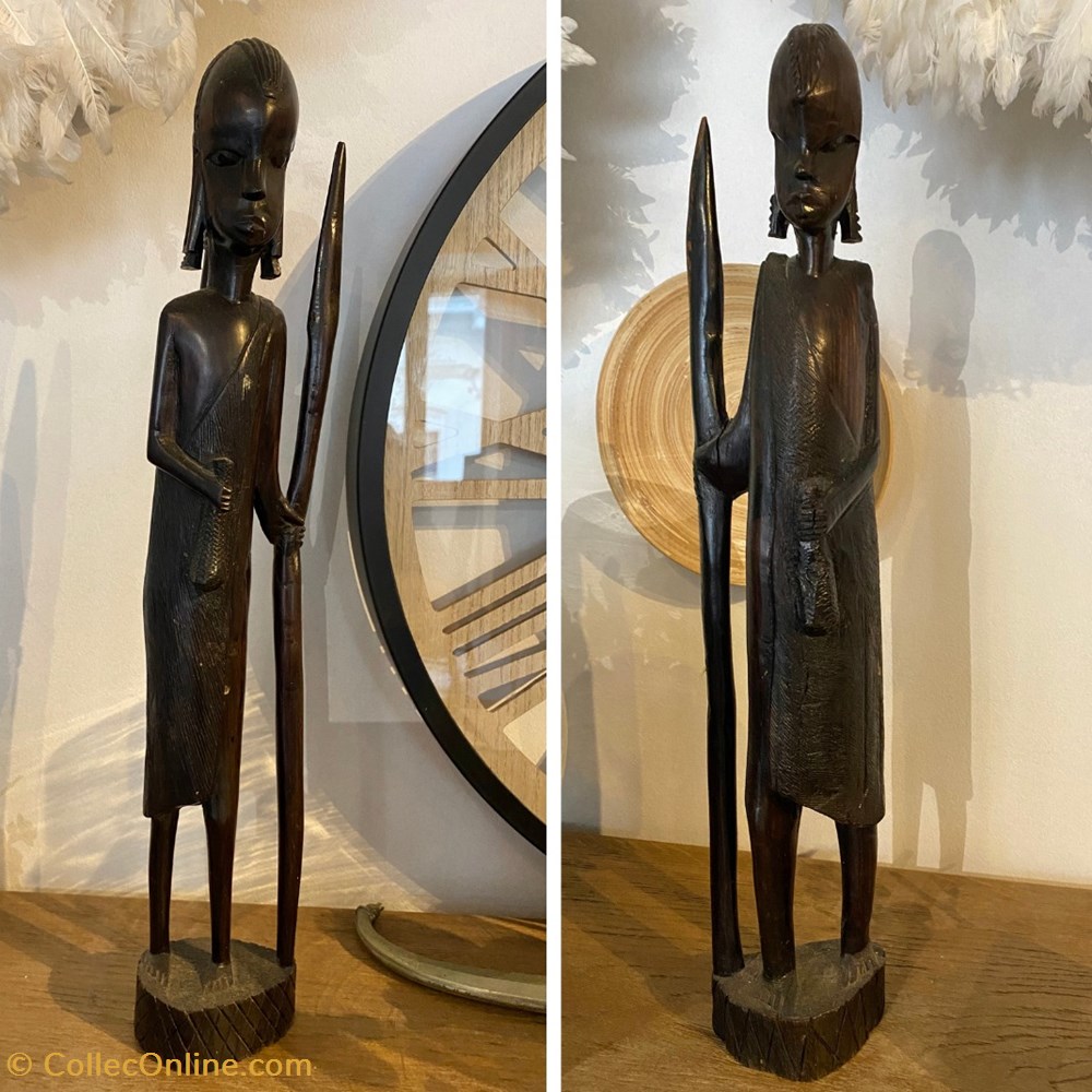 art antiquites africain statuettes couple massai en ebene