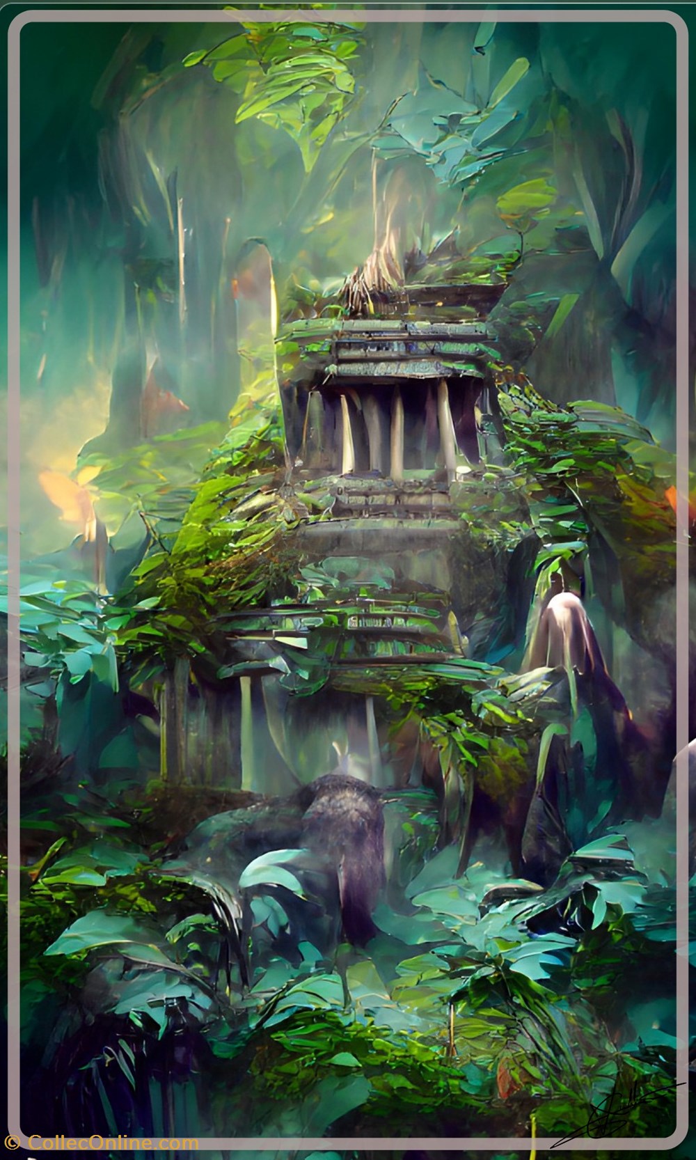 art antiquites peintures dessins temple in jungle