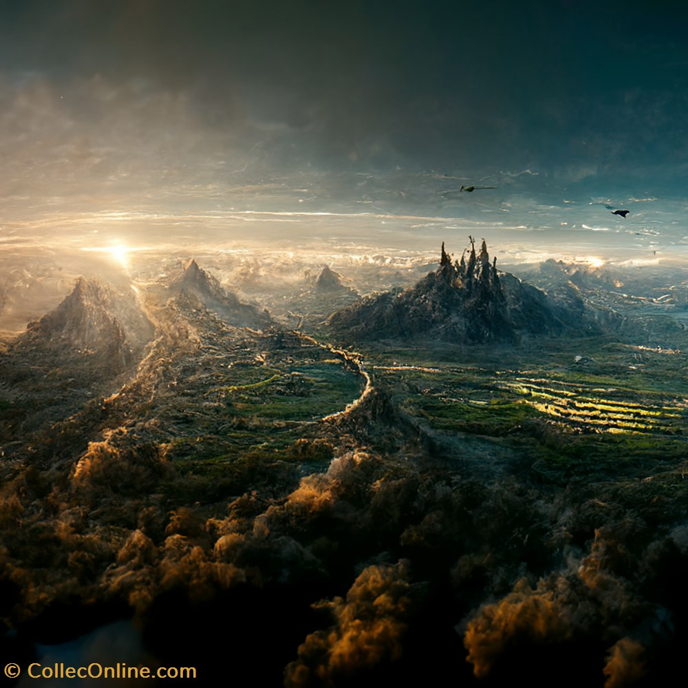 Middle earth flyby antiquites peintures dessins laurentg middle earth flyby birdperspective hyper realistic ama 78199957 ee98 4898 9983 72c15ded2f38