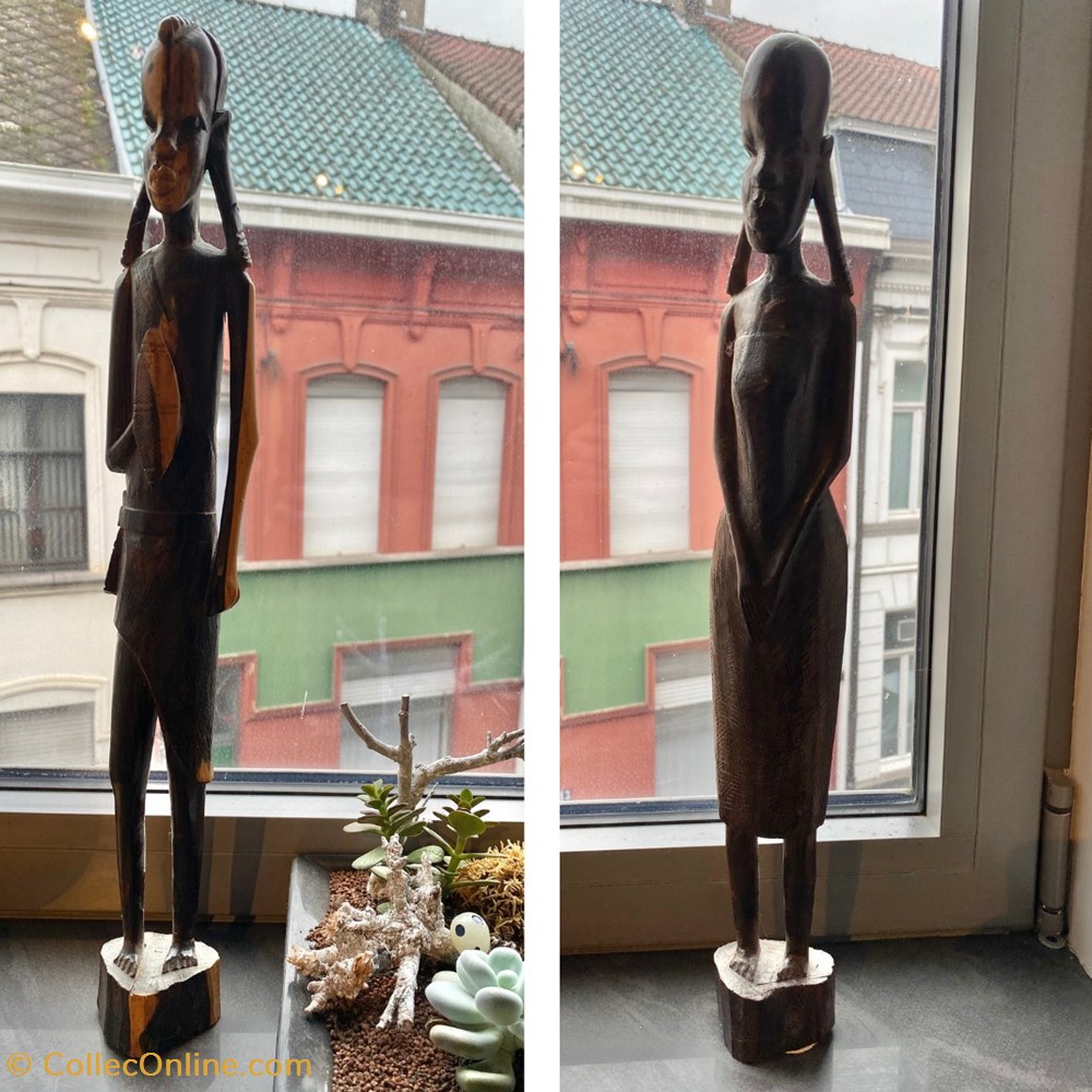 art antiquites africain statuettes couple kenyan en bois noir massai n 2