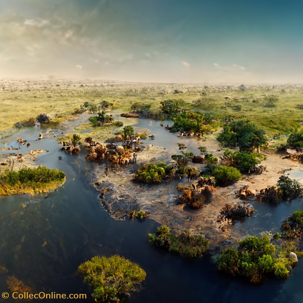 Aerial view of the African savannah art antiquites peintures dessins laurentg aerial view of the african savannah populated by wild a4306f10 5ac2 42fc 85aa 83c010fe410f
