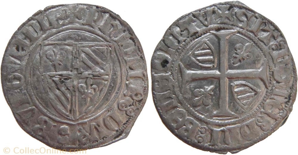 Auxonne 1391-1395 grand blanc type 1 à légende variée au nom de Philippe-le-Hardi monnaies europe medievale france feodales auxonne 1391 1395 grand blanc type 1 a legende variee au nom de philippe le hardi