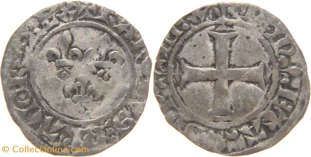 Mâcon 1389 double tournois 2è émission au nom de Charles VI monnaies europe medievale france royales macon 1389 double tournois 2e emission au nom de charles vi