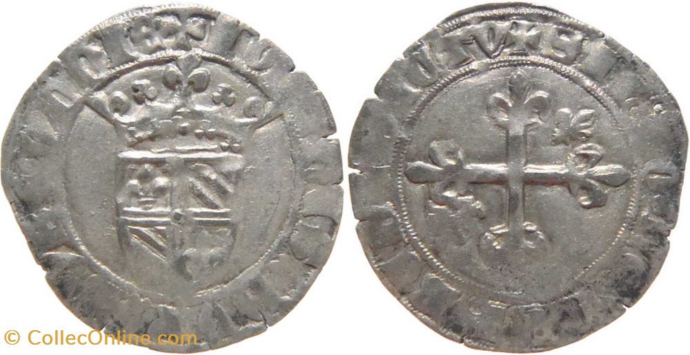 Auxonne 1418 3è trimestre ? gros inédit à la couronne tréflée au nom de Jean-sans-Peur monnaies europe medievale france feodales auxonne 1418 3e trimestre gros inedit a la couronne treflee au nom de jean sans peur